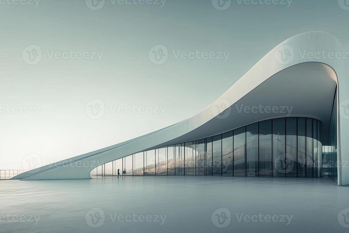 Modern building rooftop, sunset view photo