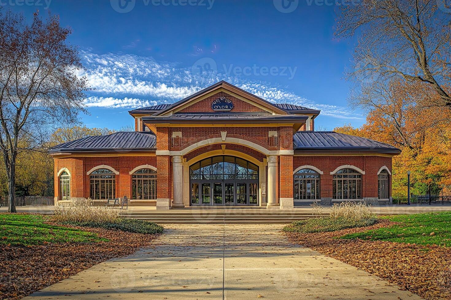 Autumn park building entrance photo