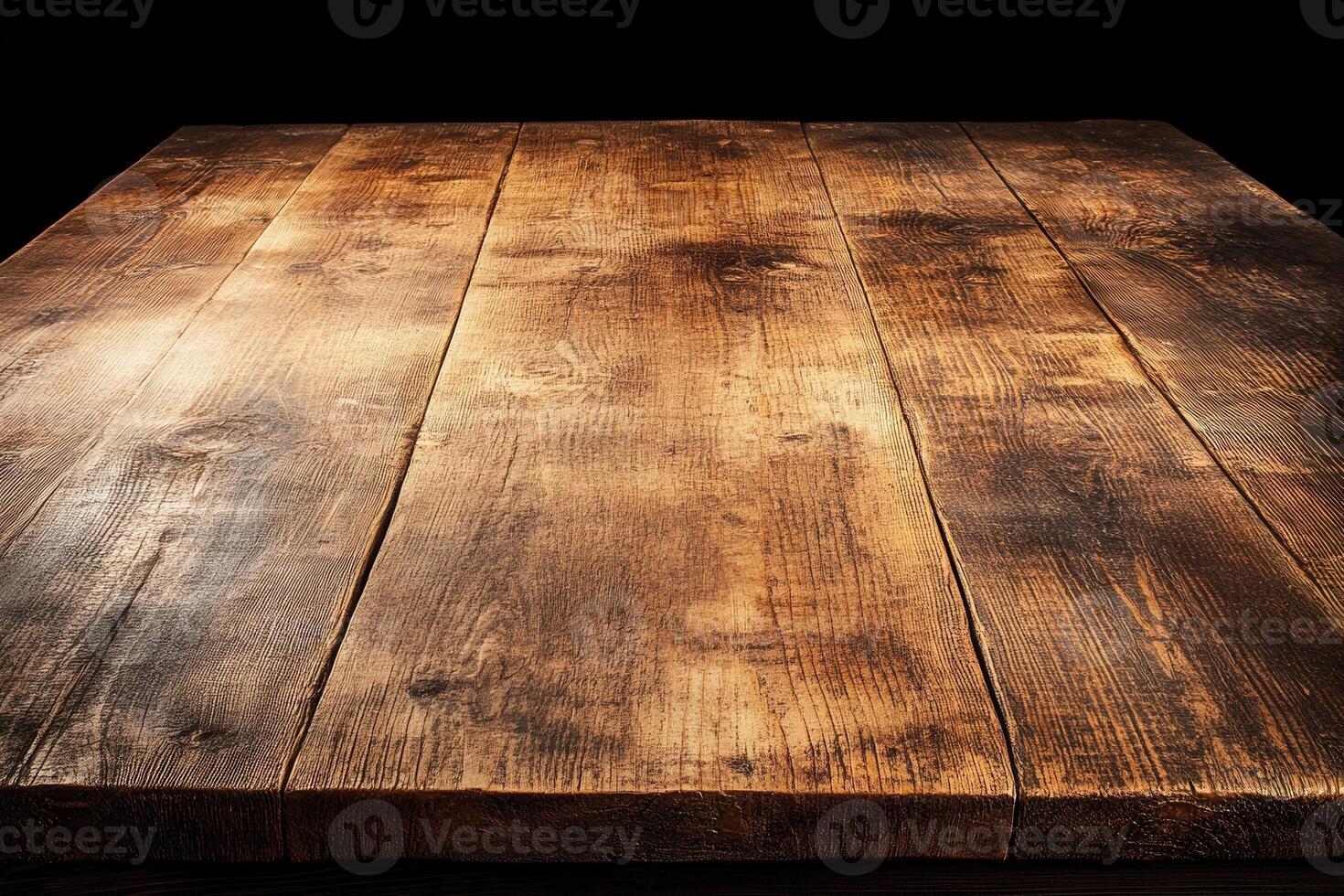 A rustic wooden table surface with natural textures. photo