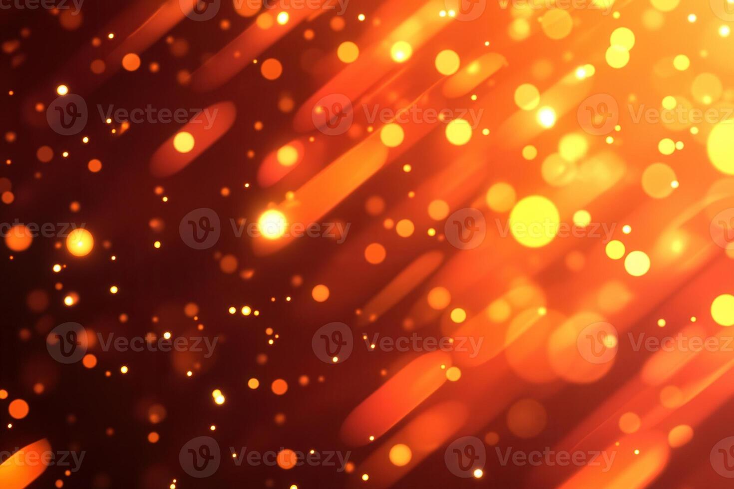 Abstract orange and gold bokeh background with light effects. photo