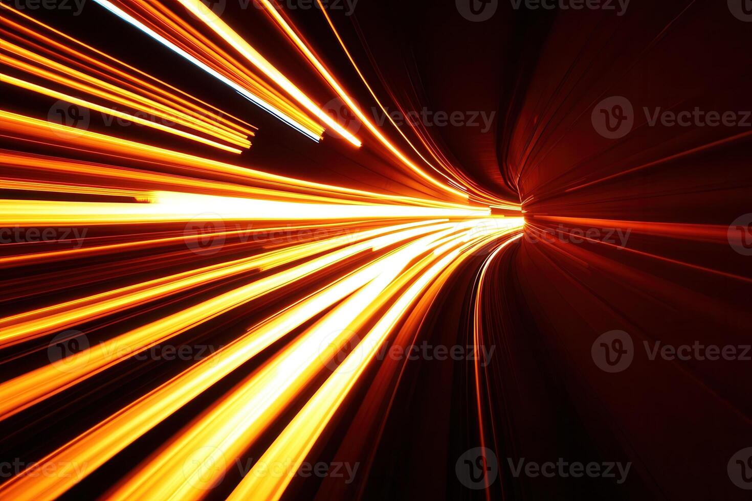 Abstract motion with vibrant light streaks in a tunnel. photo