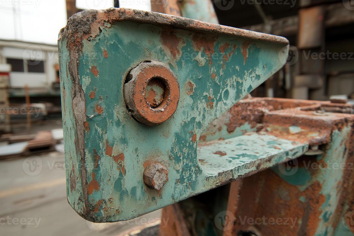 Close-up of a rusty industrial machinery part. photo