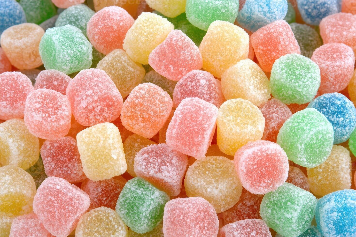 Colorful gummy candies arranged in a vibrant display. photo