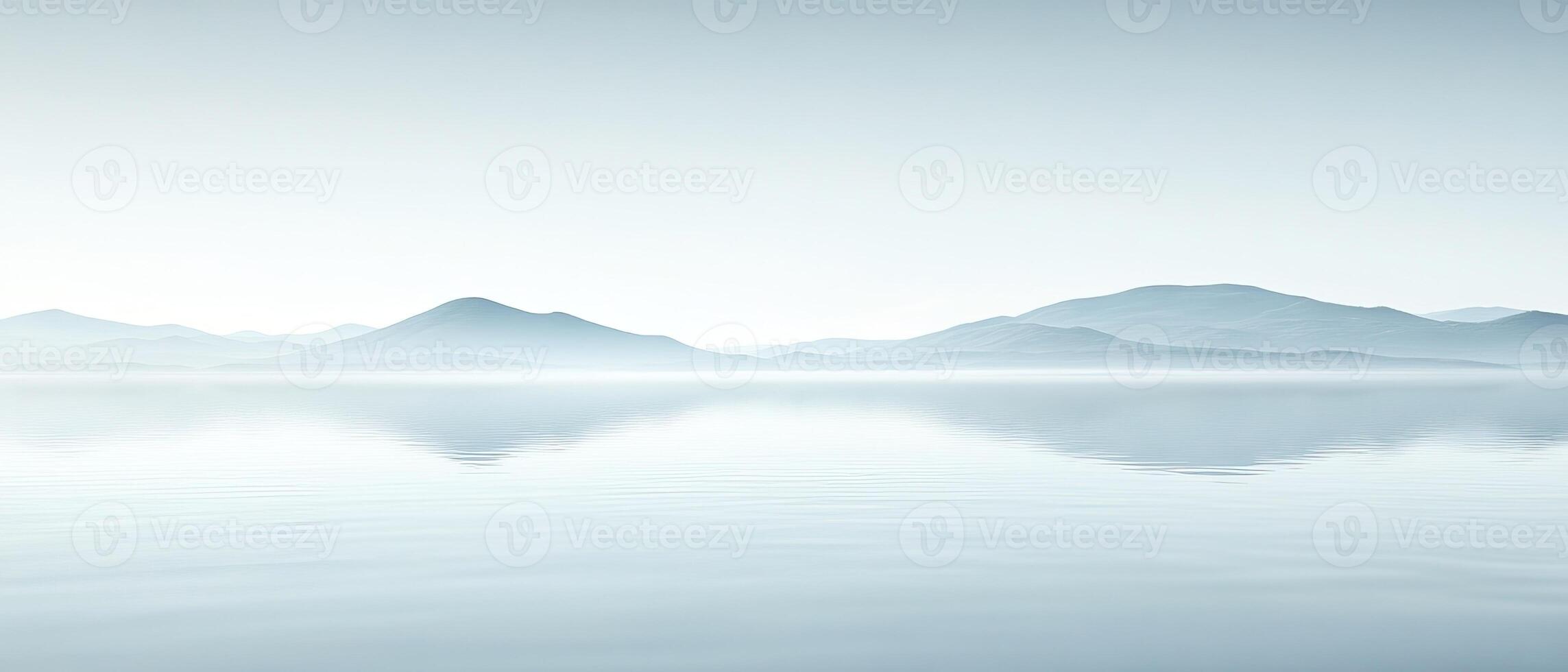 Misty lake, mountain reflection, calm scene, serenity photo