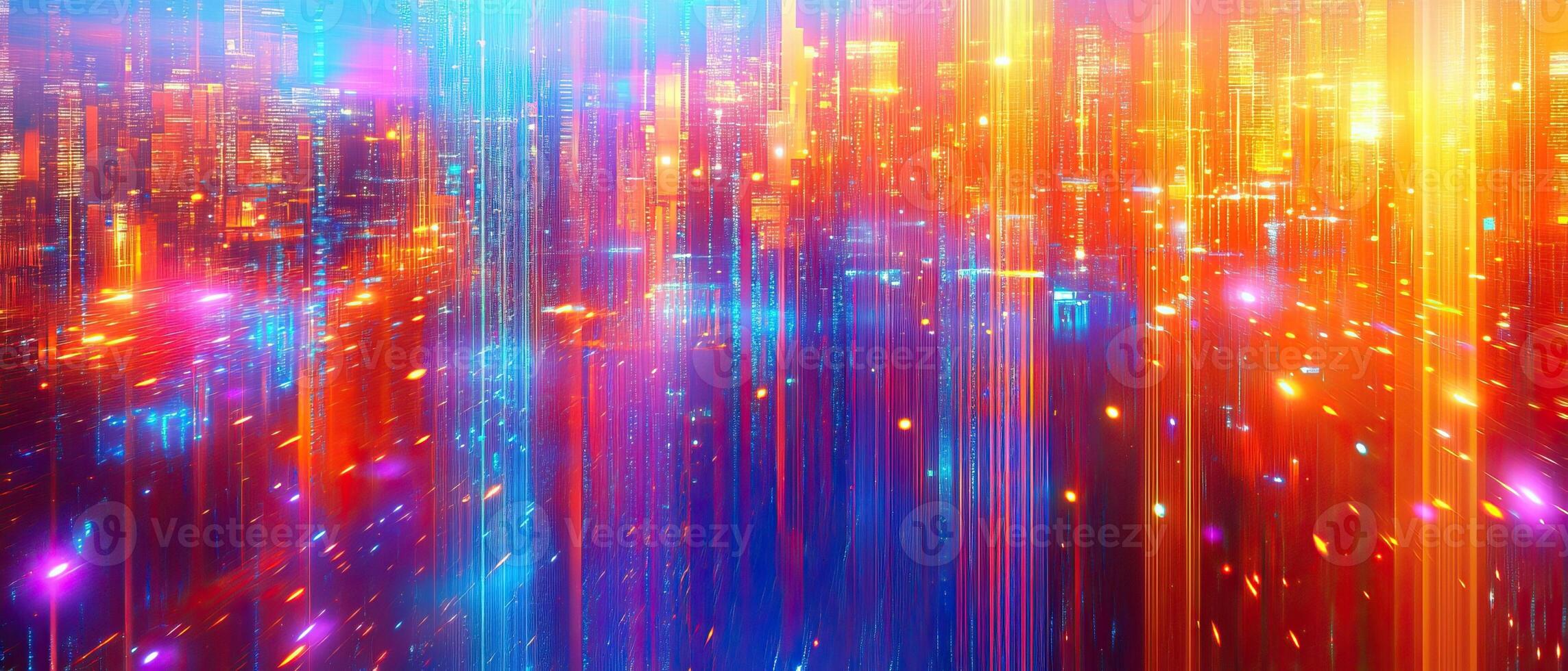 Futuristic city lights, digital streams, abstract background, tech concept photo