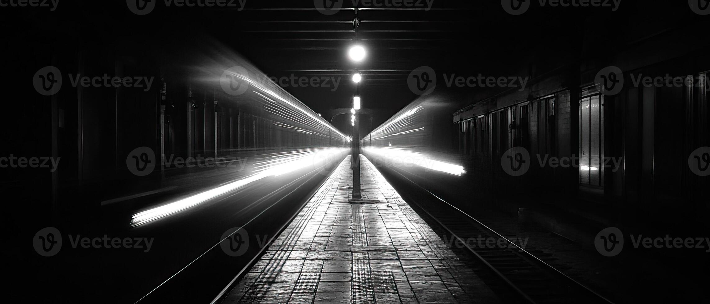 A long exposure photograph of a train track photo