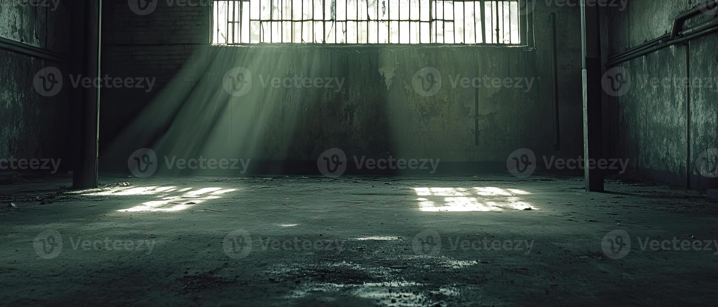 Sunbeams in Abandoned Warehouse Interior photo