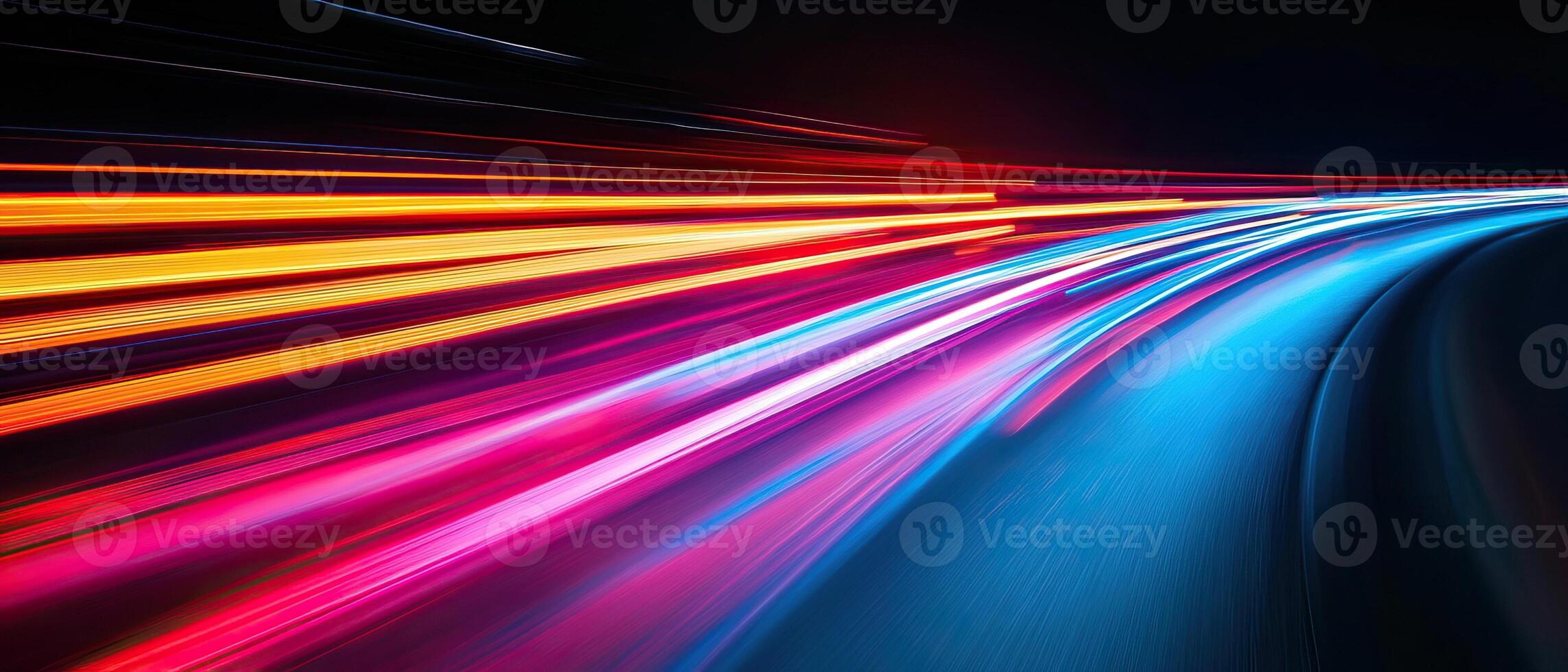Night highway speed, light trails, motion blur, urban background, website banner photo