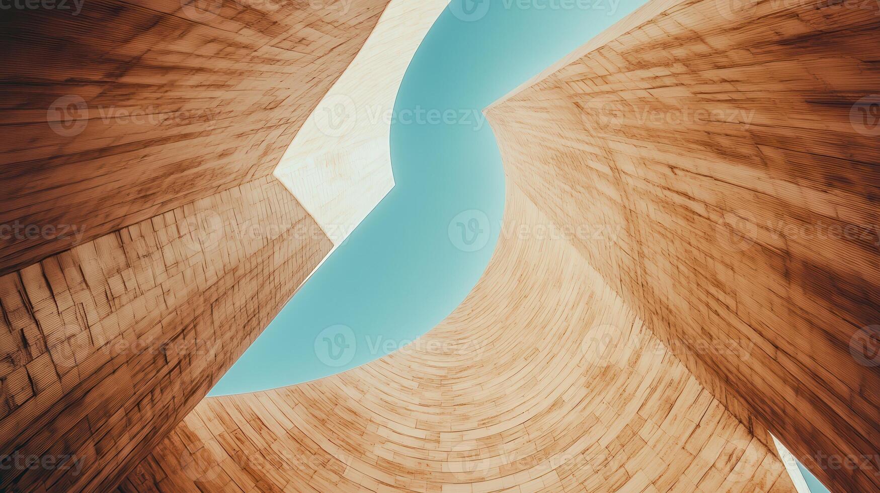 Abstract wood architecture, sky view, design photo