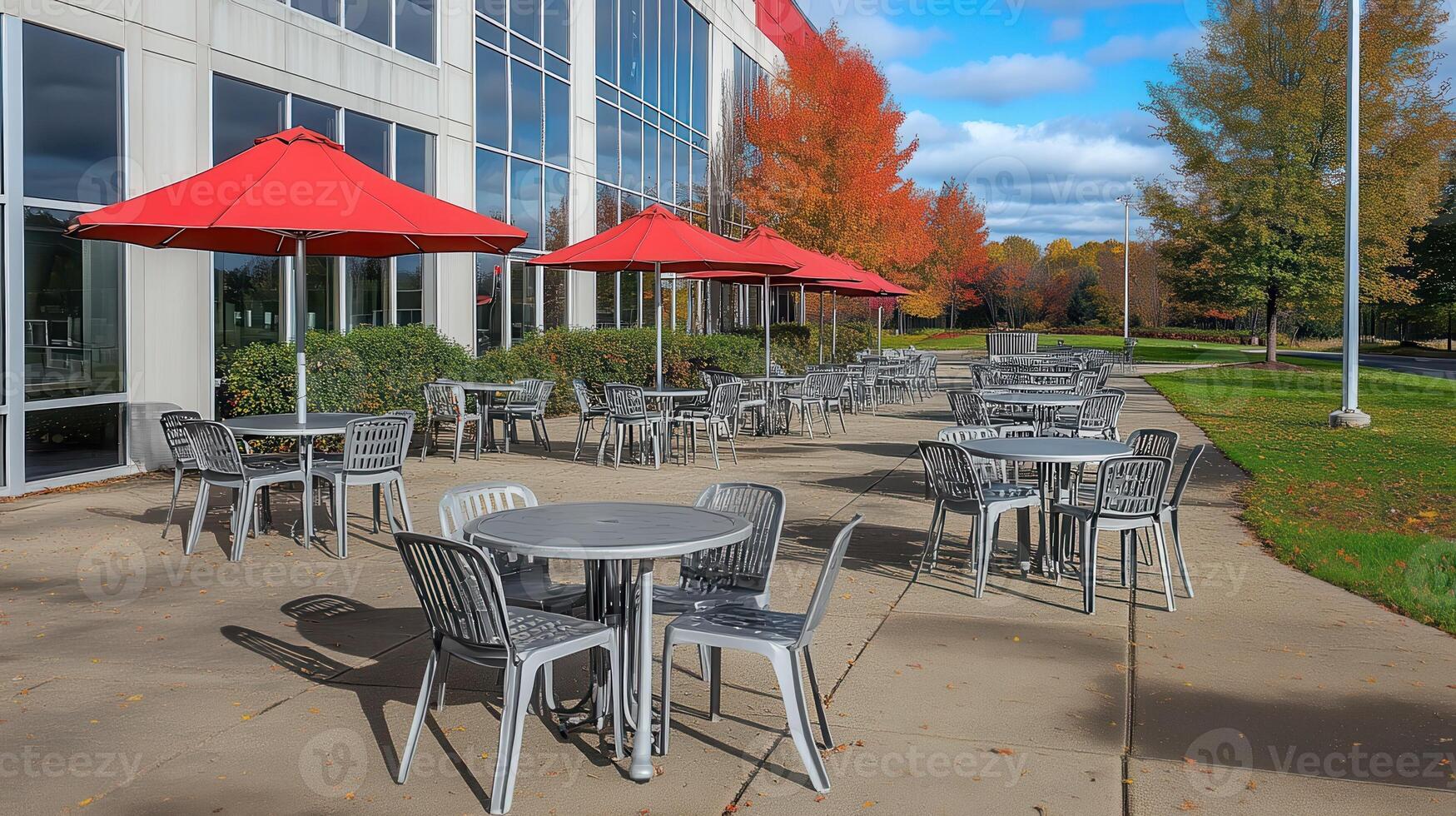 Autumn Patio Tables Office Building Lunch photo