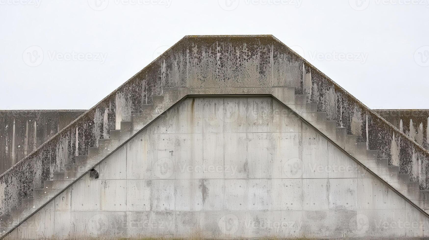 Concrete stairs, wall, overcast sky, coastal setting, architecture photo