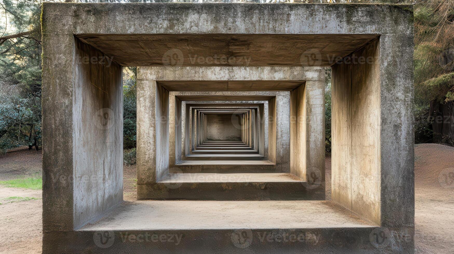 A concrete structure with a square shape in the middle photo