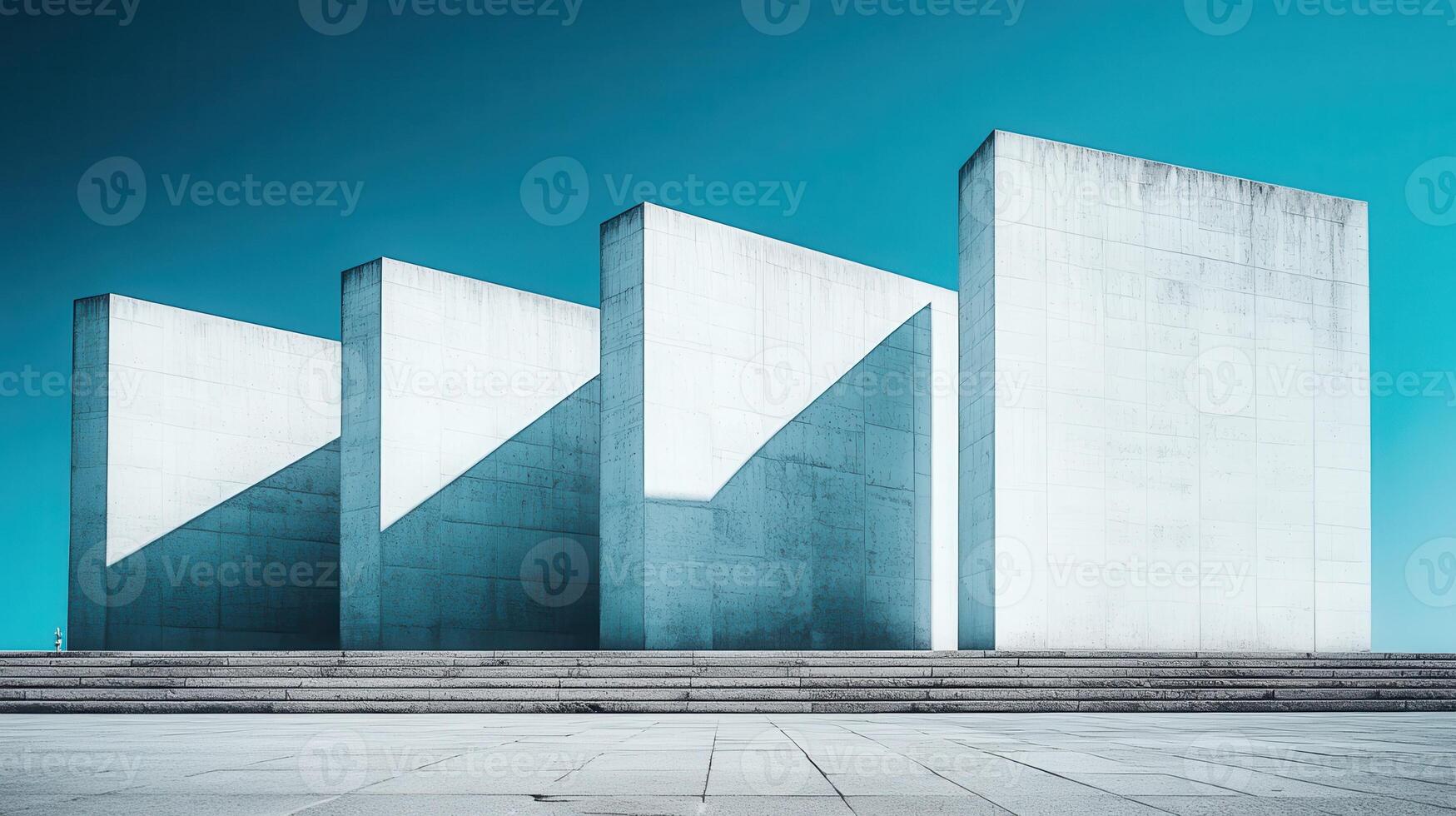 Modern concrete structures, outdoor plaza, clear sky, architectural design, website banner photo