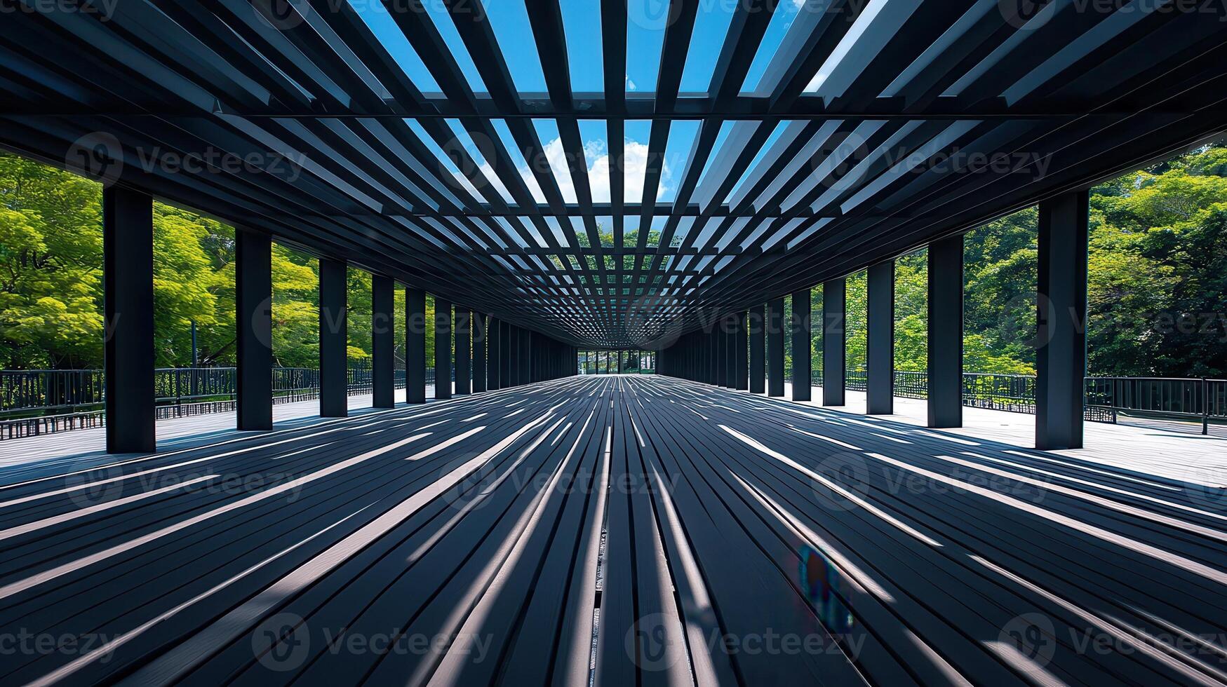 Park walkway sunlight shadows modern design photo