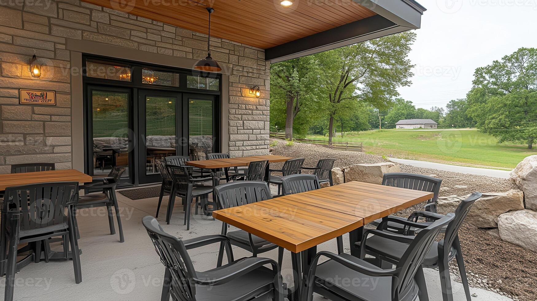 Patio Restaurant Tables Rural Setting photo