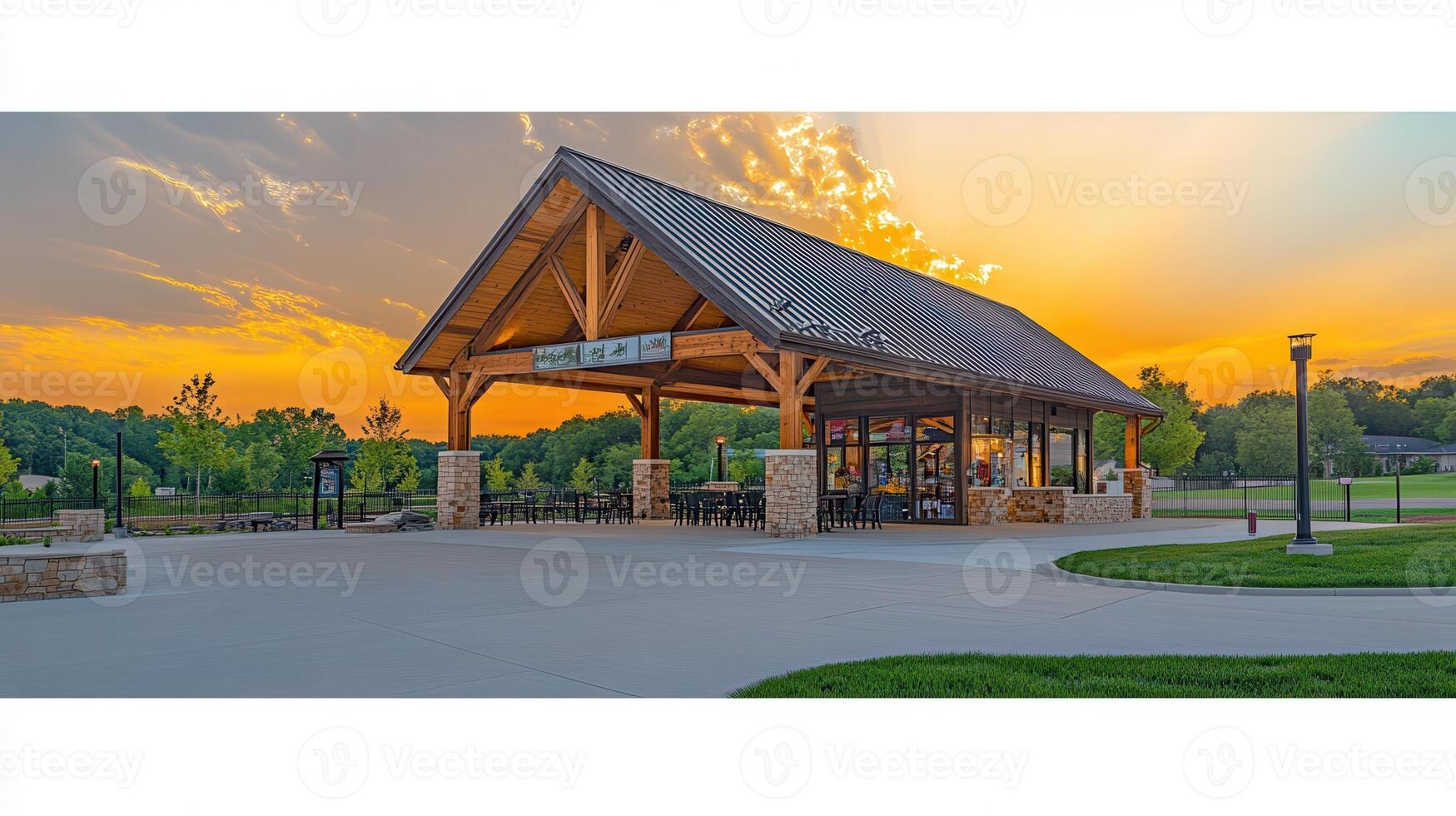 Sunset park pavilion, food kiosk, scenic view photo