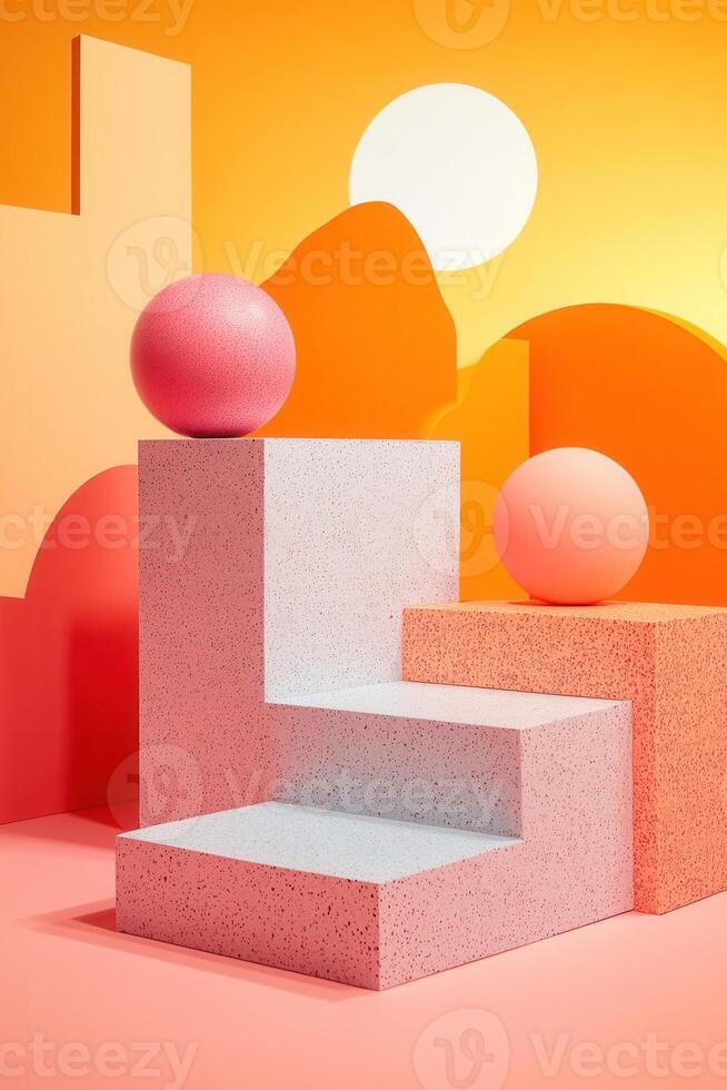 Abstract geometric steps with spheres photo