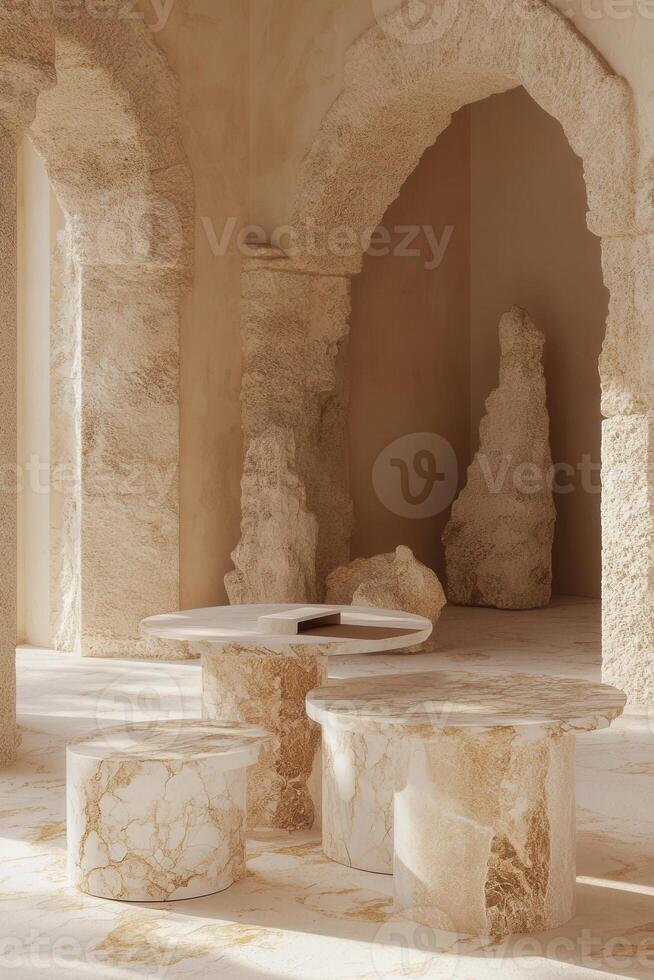 Beige stone interior design photo