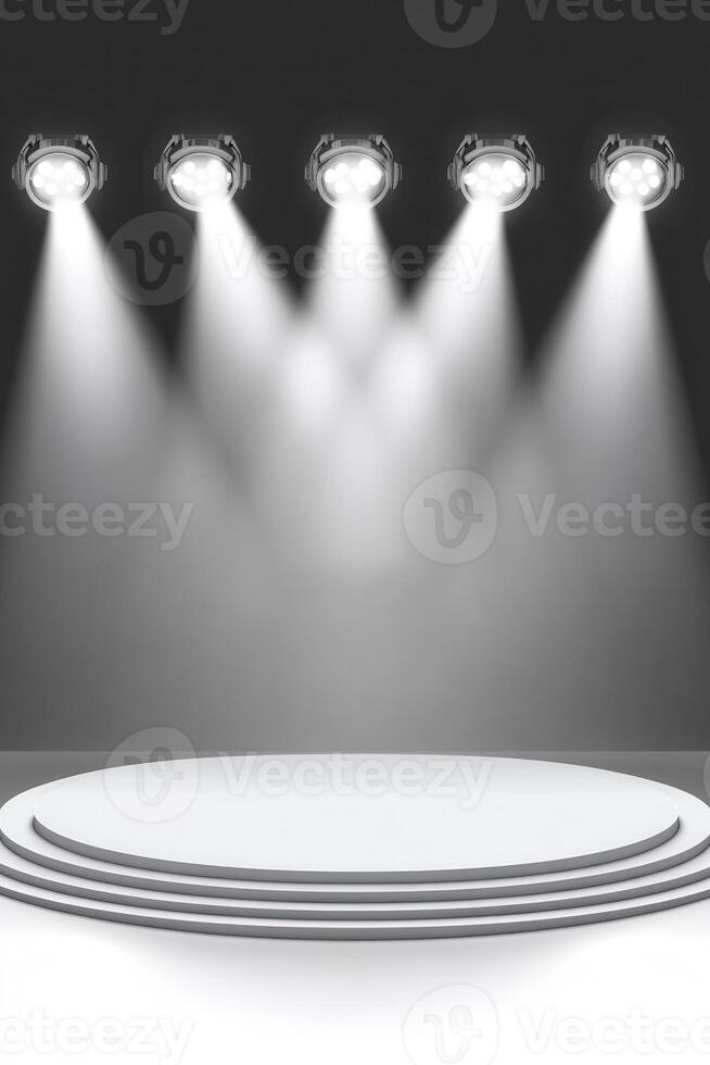 Empty stage illuminated by spotlights photo