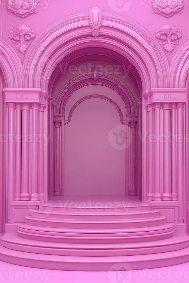 Pink archway with steps photo