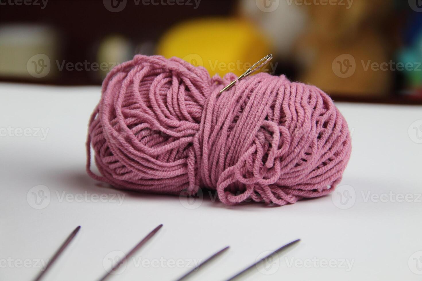 A skein of pink yarn photo