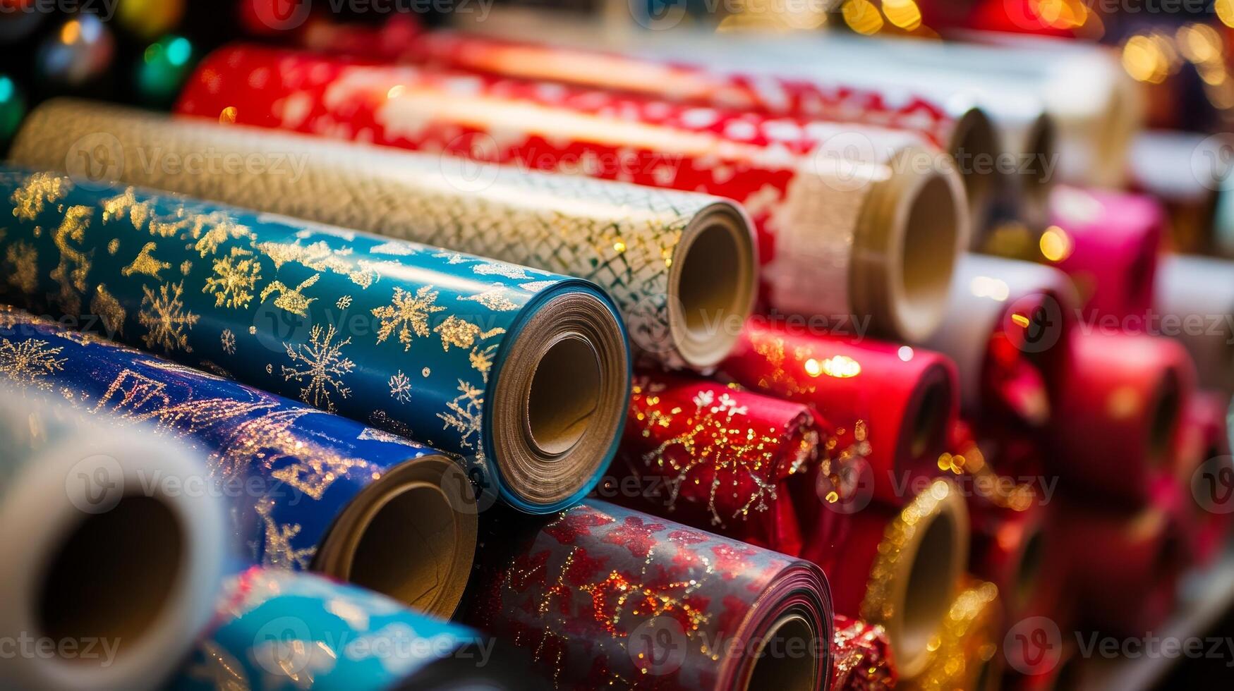 Colorful Christmas Gift Wrapping Paper Rolls photo