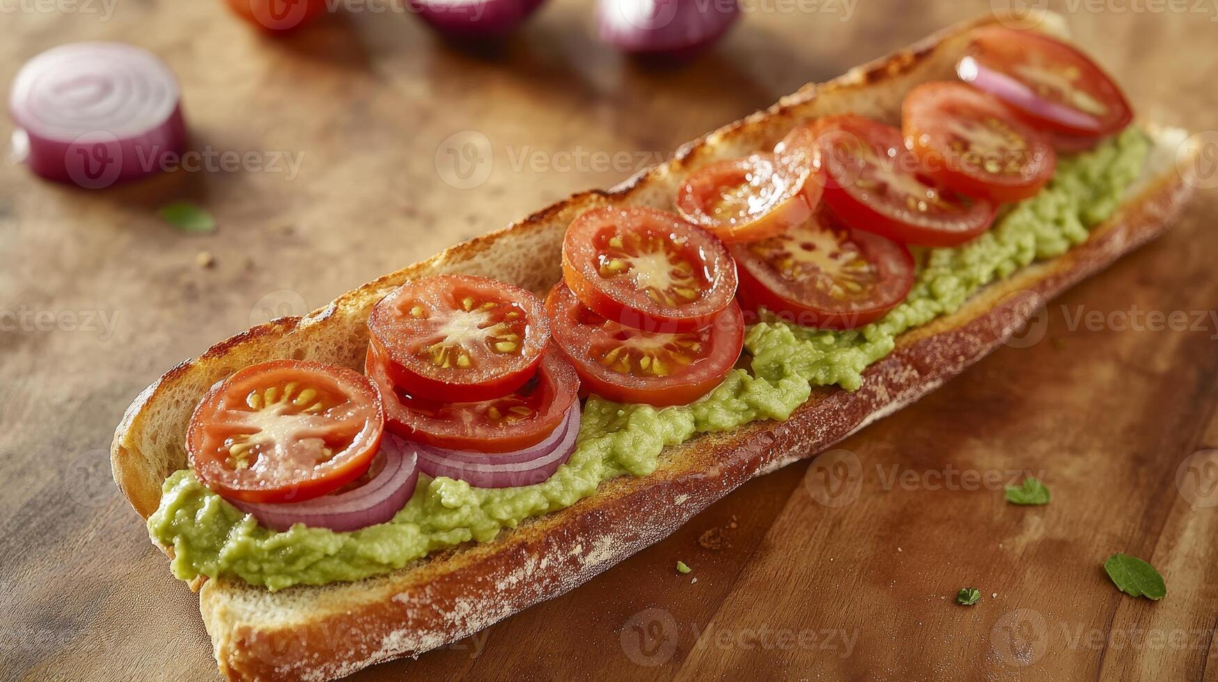 Crunchy Avocado Toast with Caramelized Tomatoes and Red Onion photo