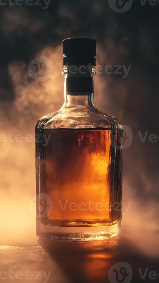 Amber Liquid in a Glass Bottle - A Luxurious Drink photo