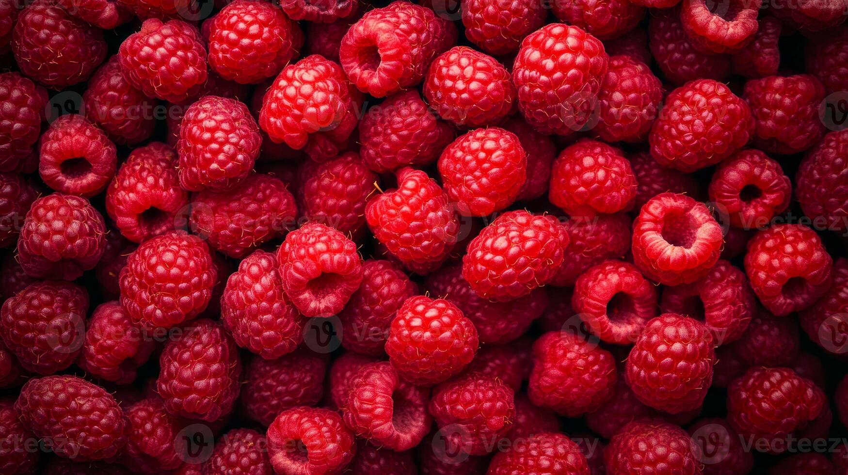 Close-up view of fresh raspberries photo