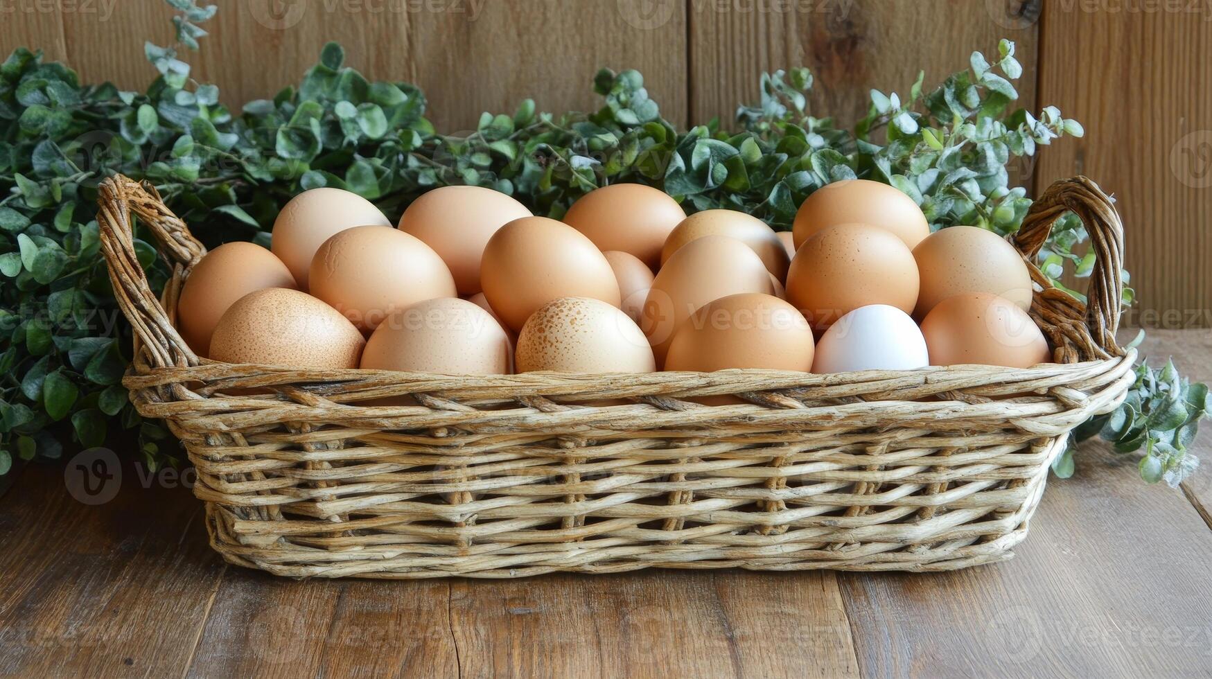 Fresh Eggs in a Rustic Basket - A Nutritious Breakfast photo