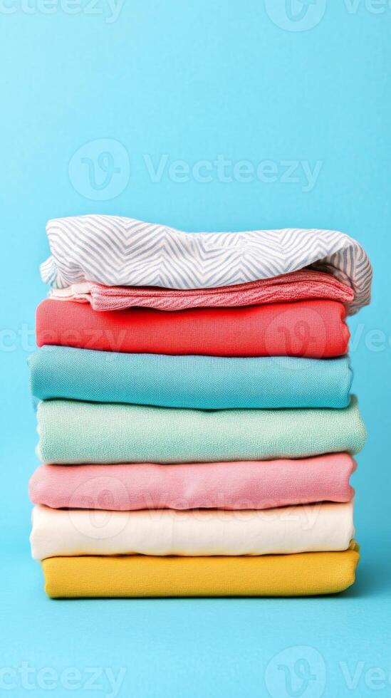 A Colorful Stack of Folded Clothes photo