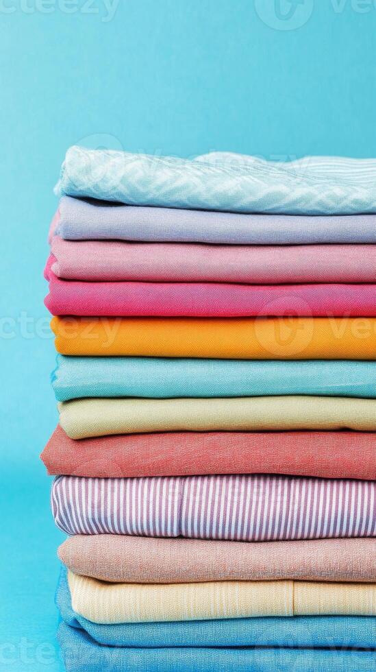 Vibrant Fabric Stack in Multicolored Patterns photo
