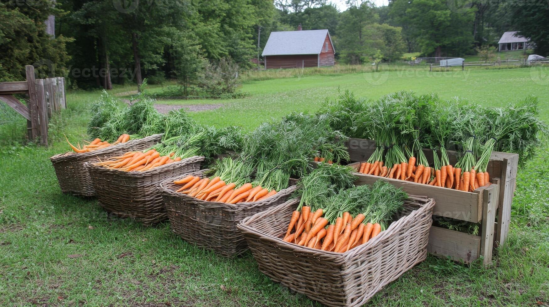 Freshly Harvested Carrots in Rustic Baskets photo