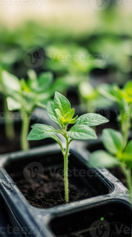 Closeup of Sprouting Seedlings in a Garden photo