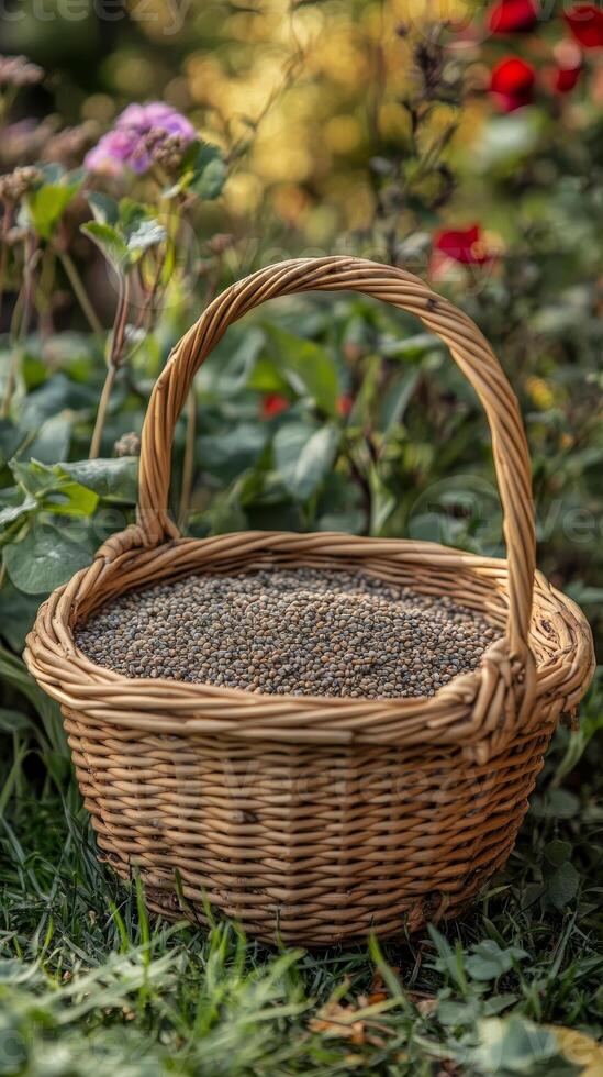 Organic Seeds in a Beautiful Garden Basket photo
