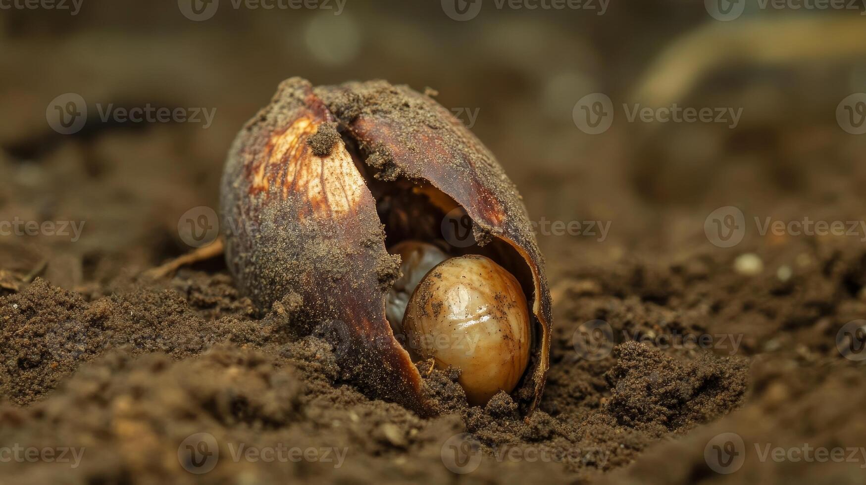 Seedling Emerging from Soil A Close-up of Nature's Growth photo