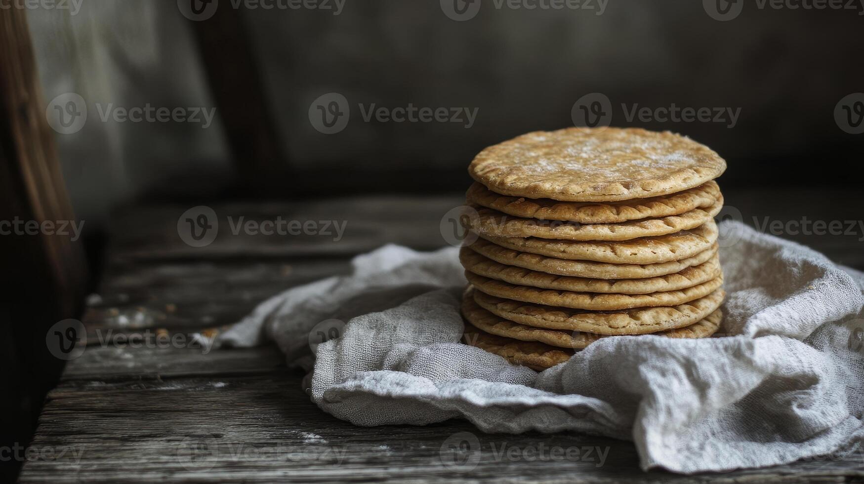 A Stack of Exquisite, Homemade, Round Flatbreads photo
