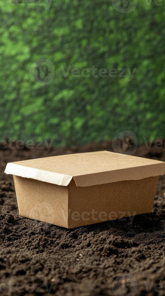 Sustainable Eco-Friendly Food Packaging on Soil photo