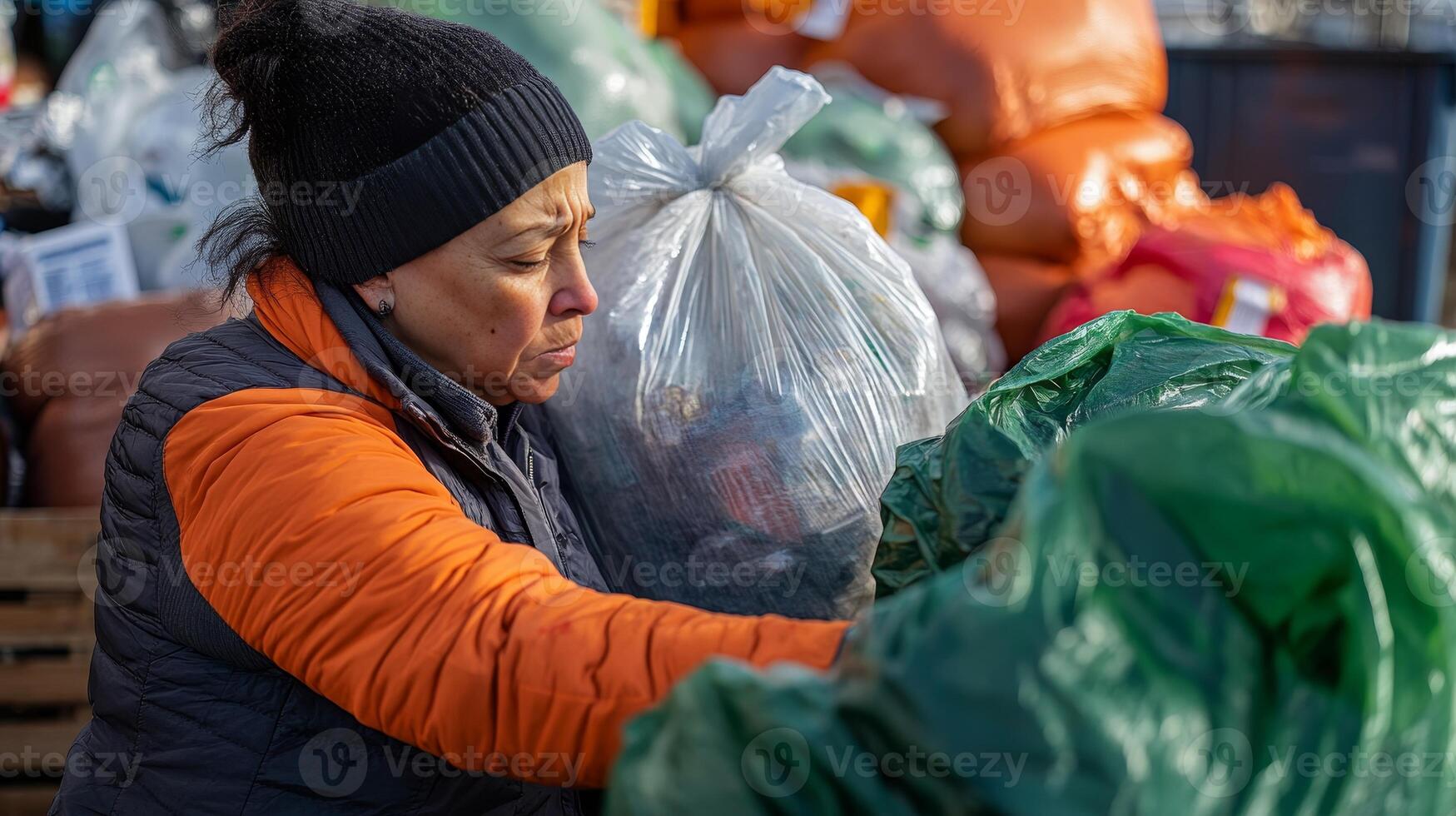 Dedicated Recycler Sorting Waste photo