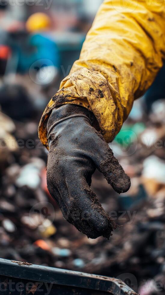 Dedicated Hand in Action Cleaning Up the Environment photo