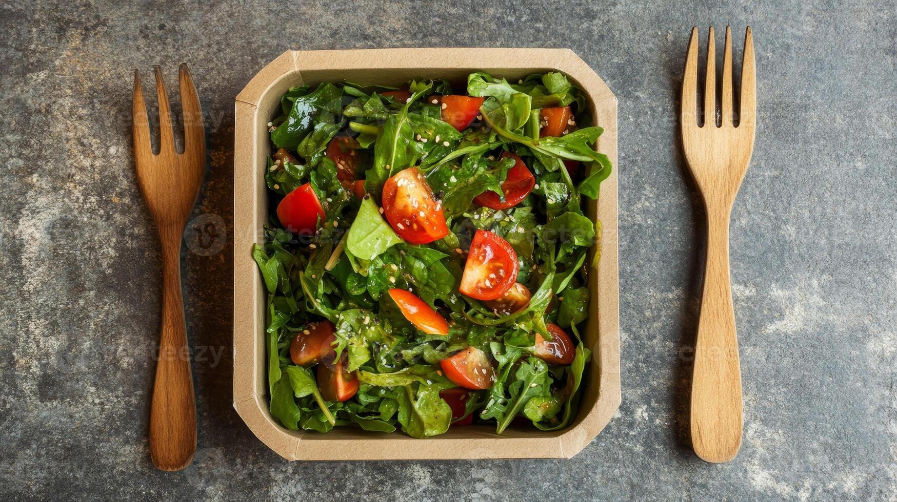Fresh and Healthy Salad in a To-Go Box - A Perfect Lunch photo