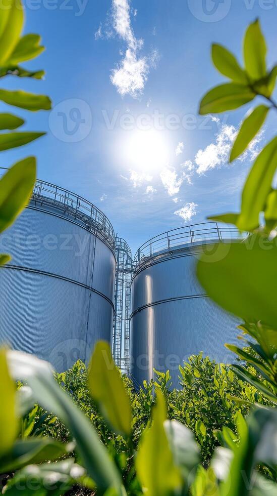 Industrial Storage Tanks Under Sunny Sky, Modern Facility photo