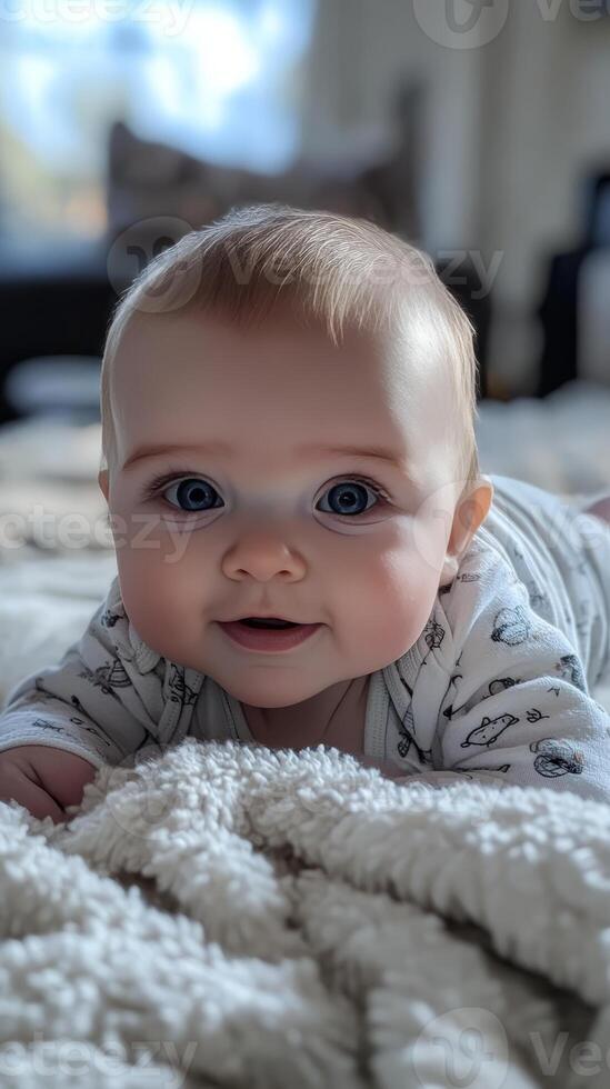 Precious Baby Smiles on a Cozy Blanket photo