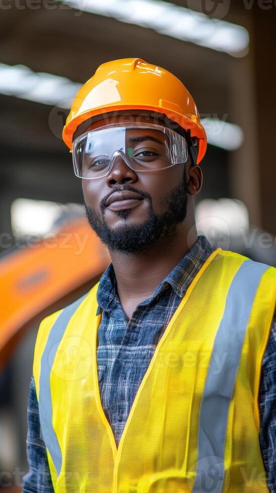 Dedicated Construction Worker in Protective Gear photo