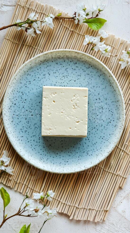 A Pristine Block of Tofu, Ready for Culinary Delights photo