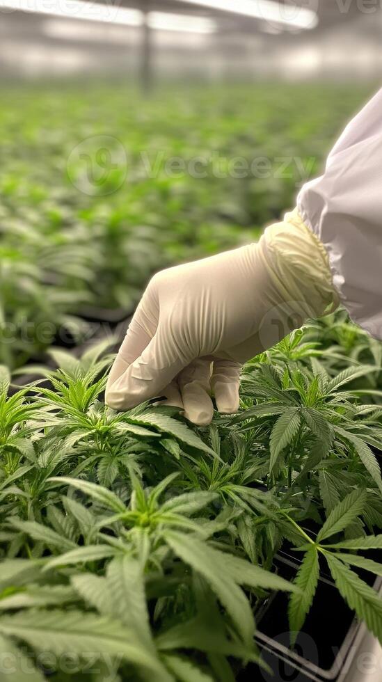 Cannabis Plant Inspection in Controlled Environment photo