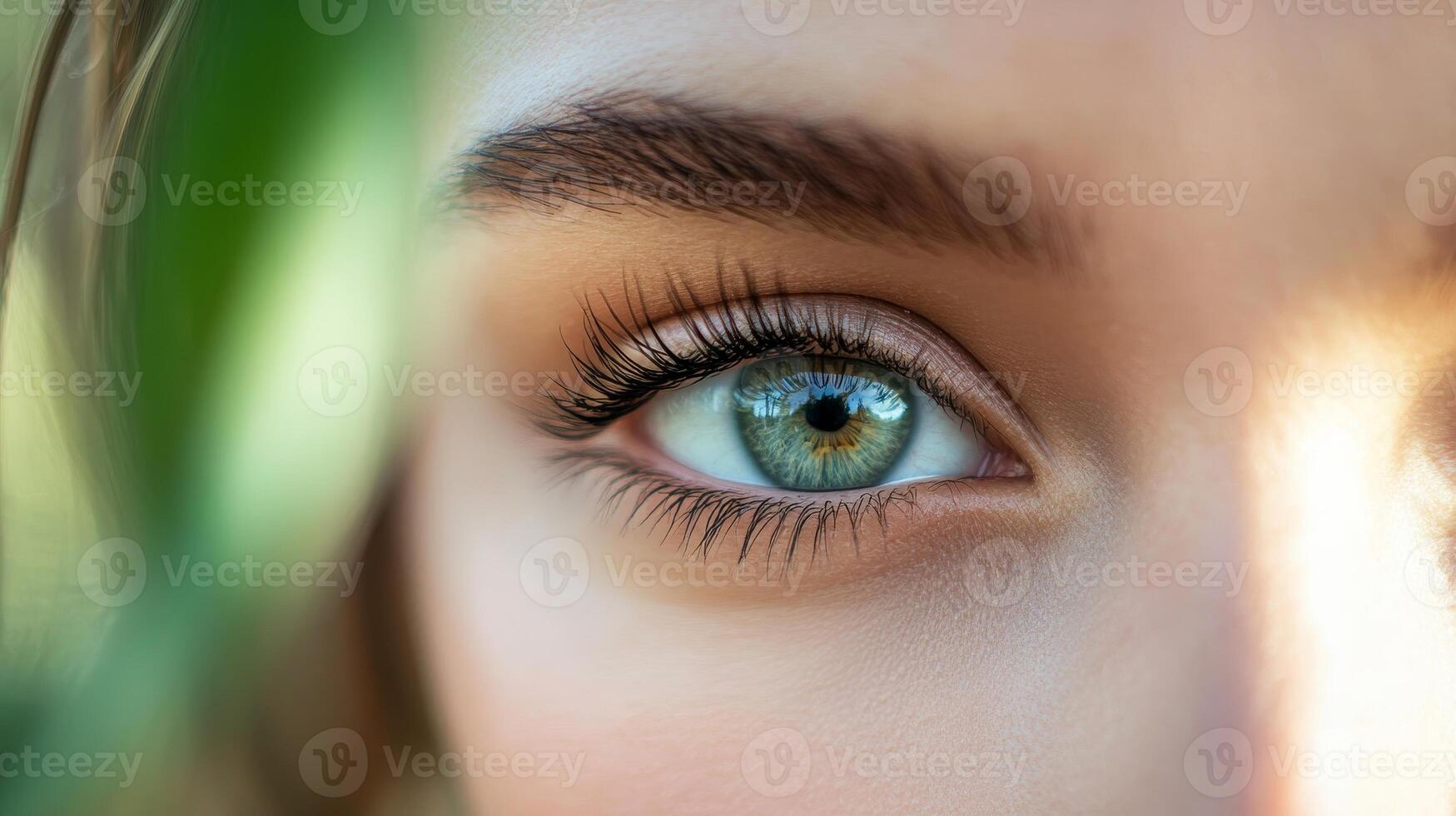 Close-up of a woman's eye, showcasing beauty and detail. photo