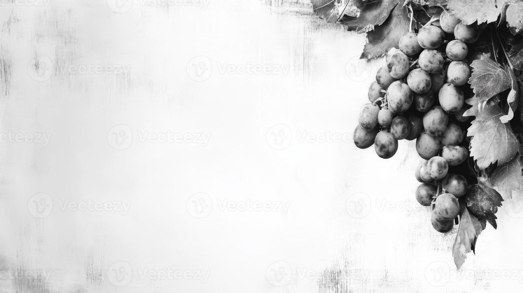 Grapes bunch with leaves on textured white background photo