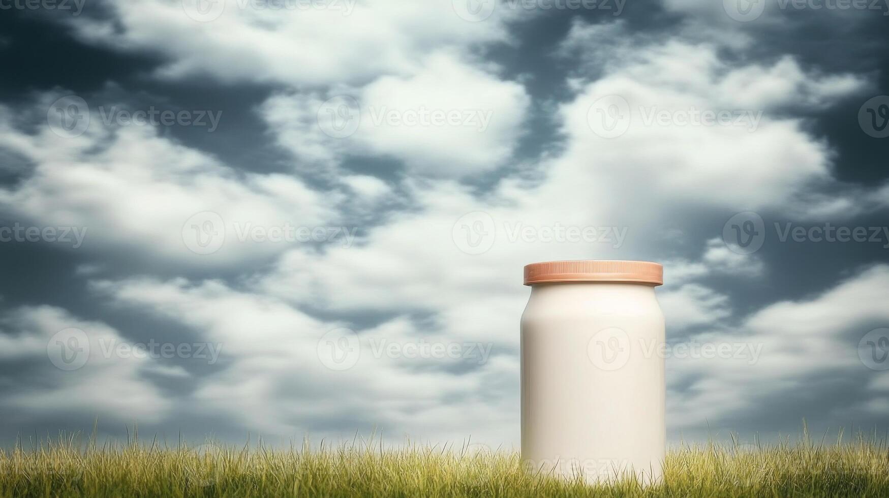 White Jar on Grass Field Sky photo