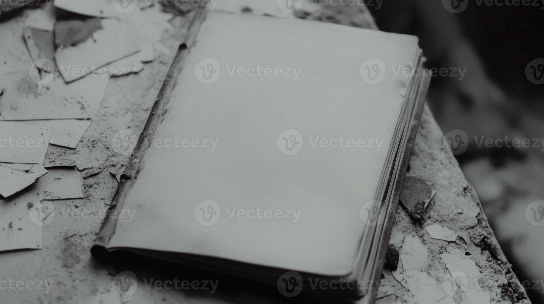 Old Book on Crumbling Surface photo